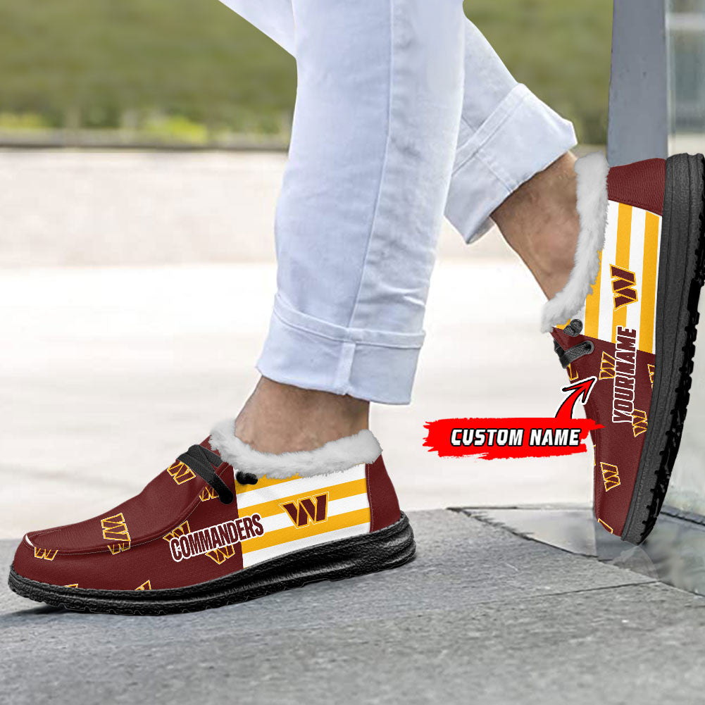 Healalio Washington Commanders Lace Up Loafers Fur Lining 2026