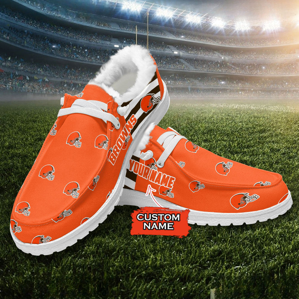 Healalio Cleveland Browns Lace Up Loafers Fur Lining 2026
