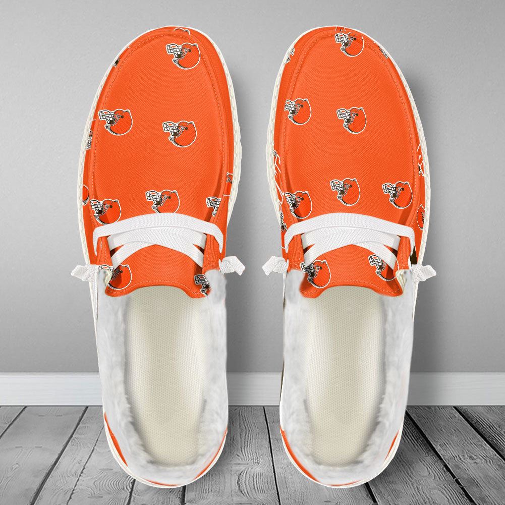 Healalio Cleveland Browns Lace Up Loafers Fur Lining 2026
