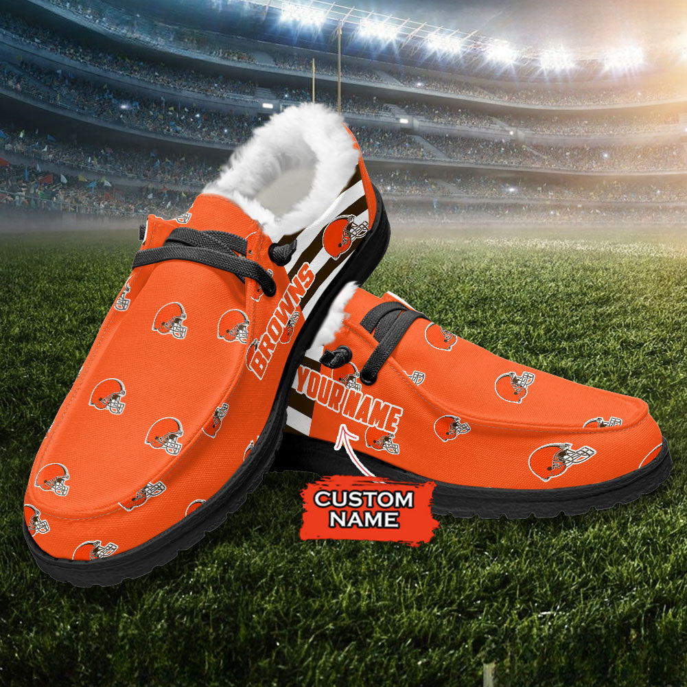 Healalio Cleveland Browns Lace Up Loafers Fur Lining 2026