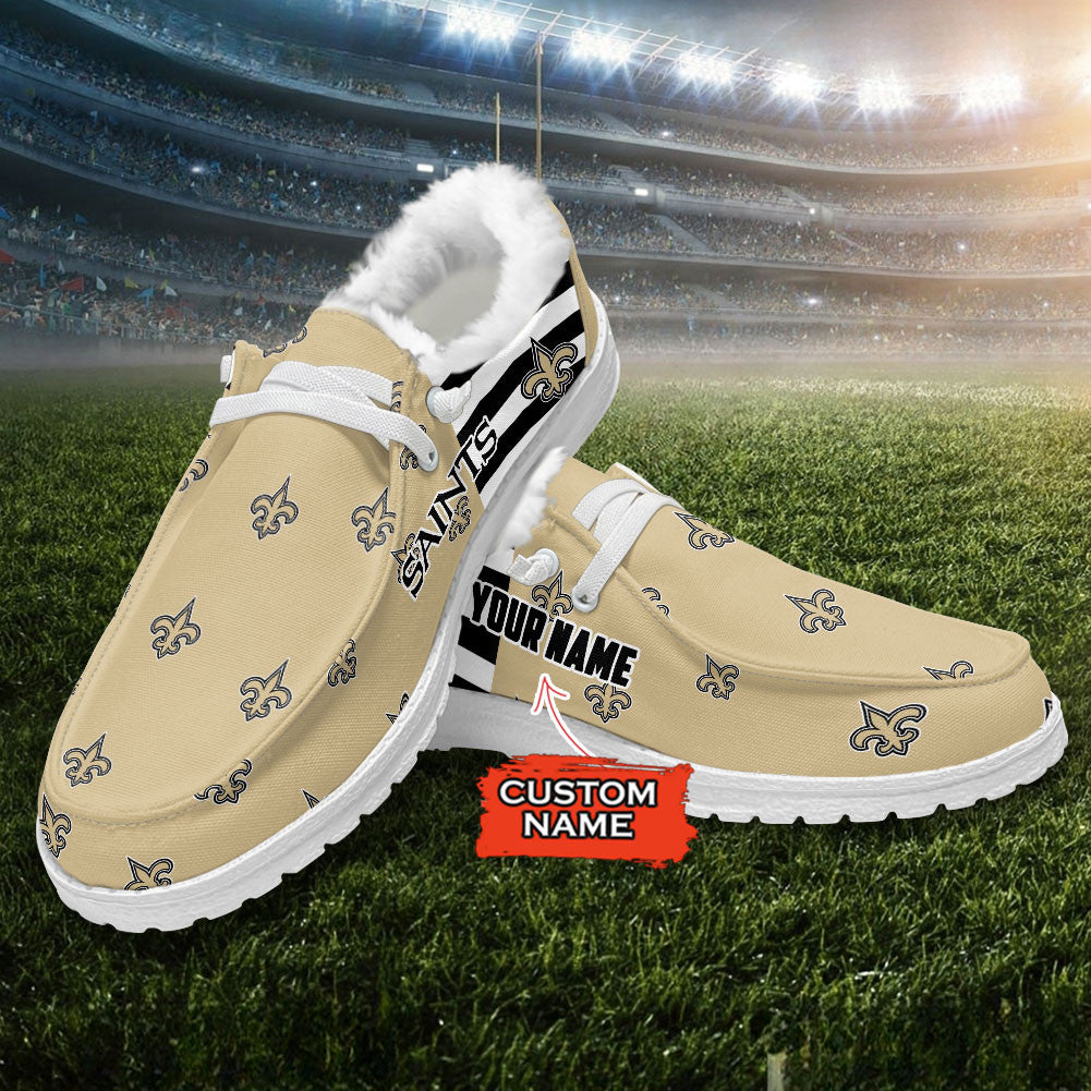 Healalio New Orleans Saints Lace Up Loafers Fur Lining 2026