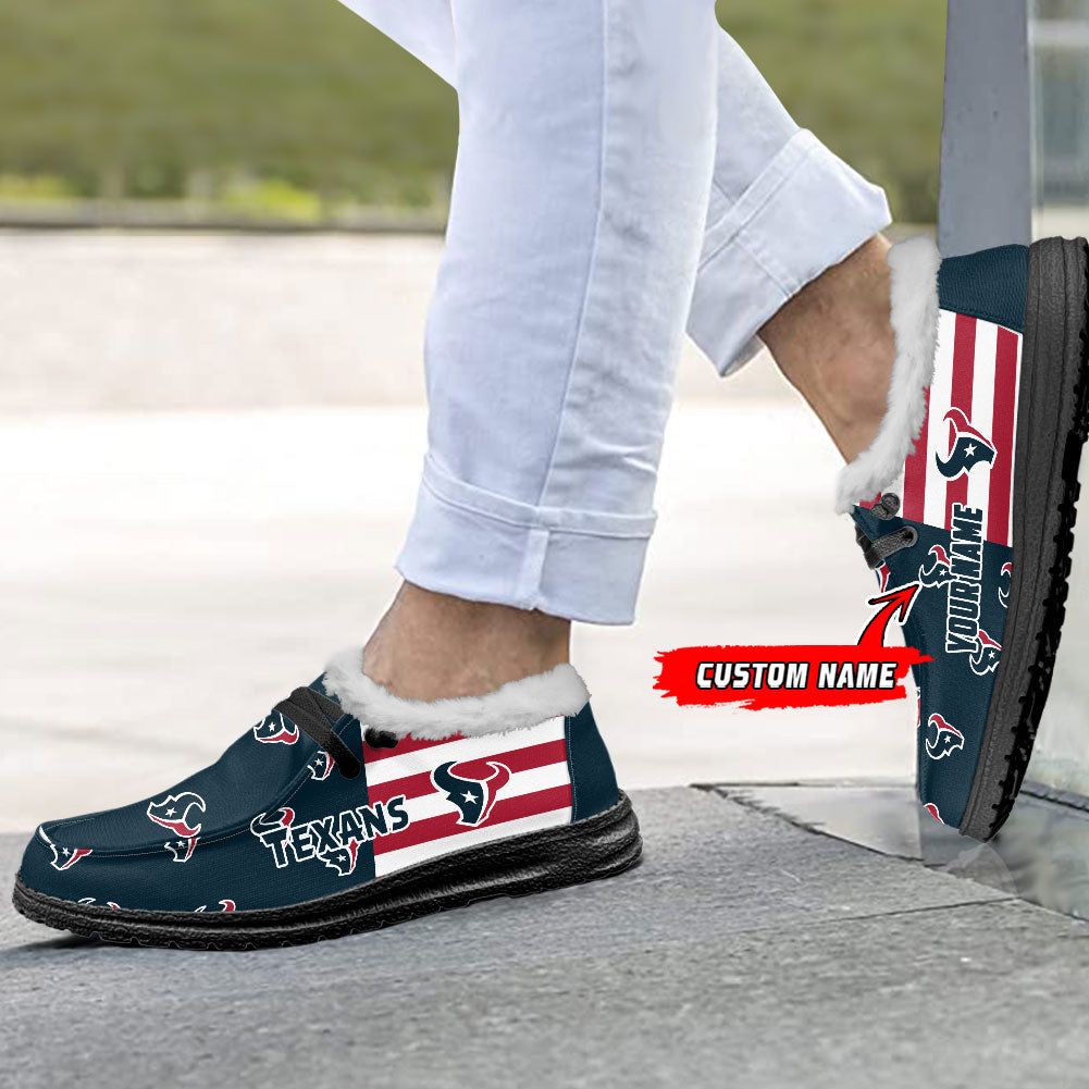Healalio Houston Texans Lace Up Loafers Fur Lining 2026