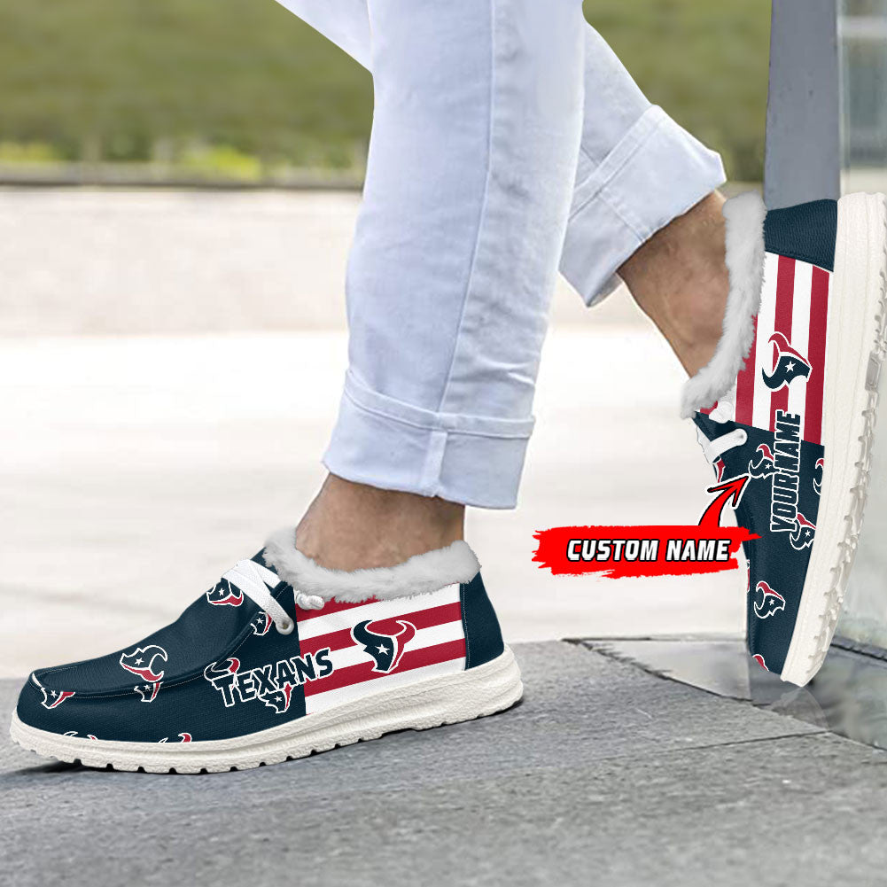 Healalio Houston Texans Lace Up Loafers Fur Lining 2026