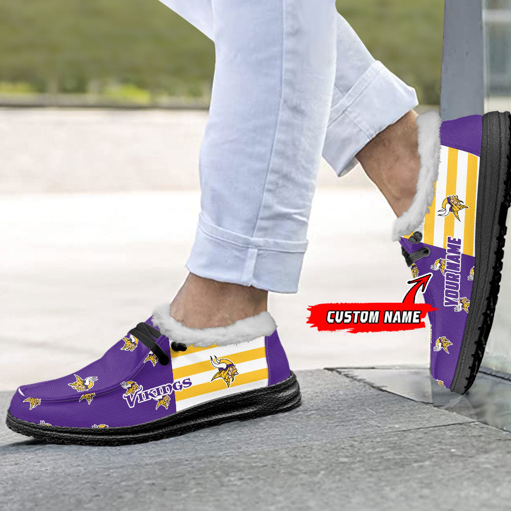 Healalio Minnesota Vikings Lace Up Loafers Fur Lining 2026