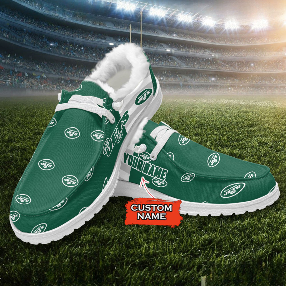 Healalio New York Jets Lace Up Loafers Fur Lining 2026