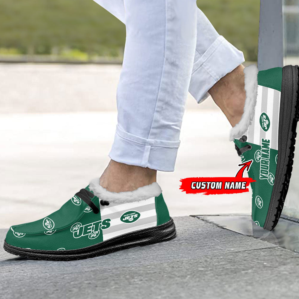 Healalio New York Jets Lace Up Loafers Fur Lining 2026
