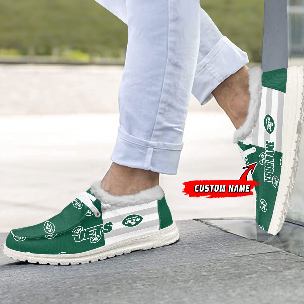 Healalio New York Jets Lace Up Loafers Fur Lining 2026