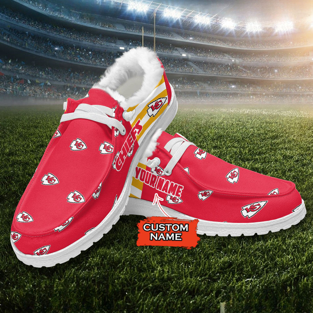 Healalio Kansas City Chiefs Lace Up Loafers Fur Lining 2026