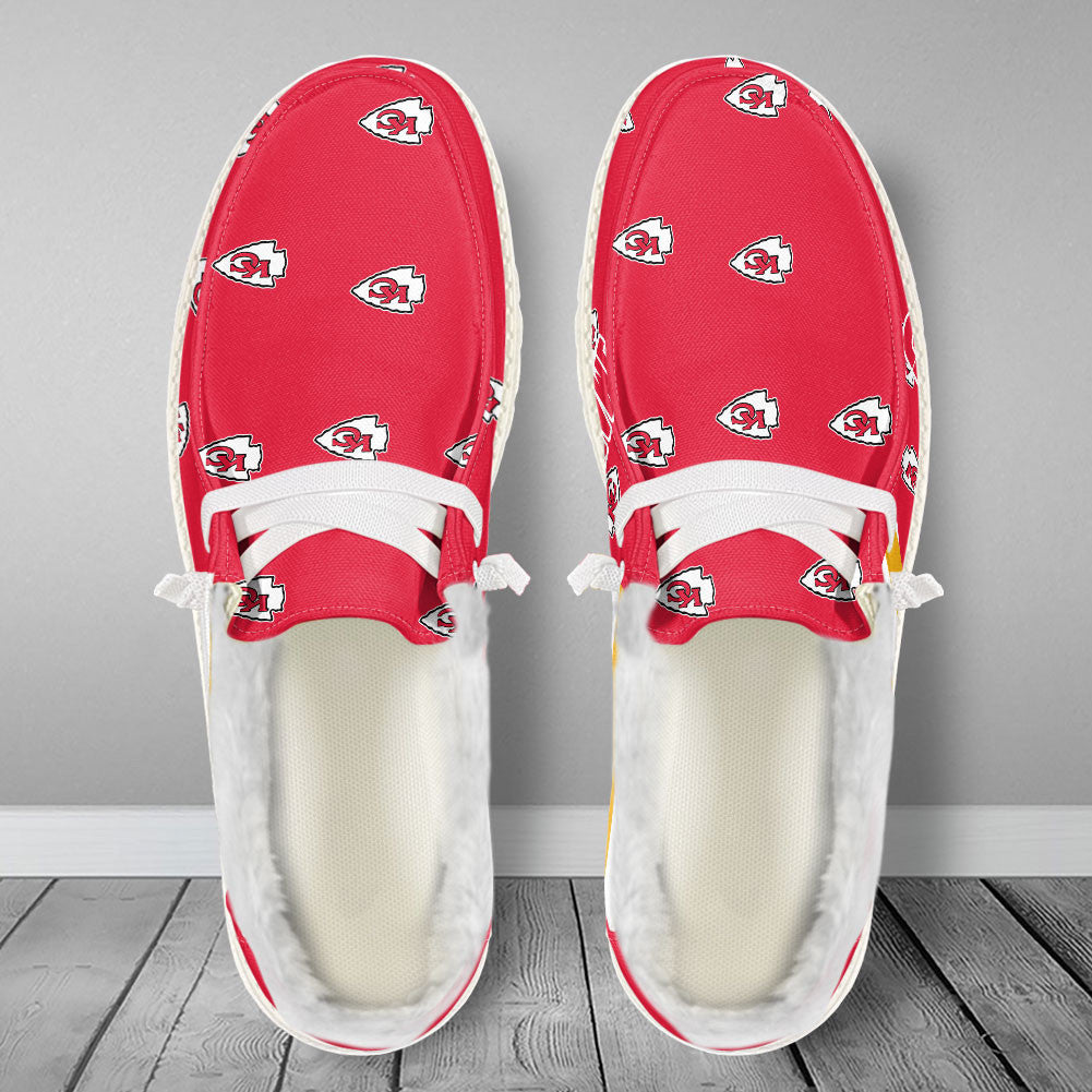 Healalio Kansas City Chiefs Lace Up Loafers Fur Lining 2026
