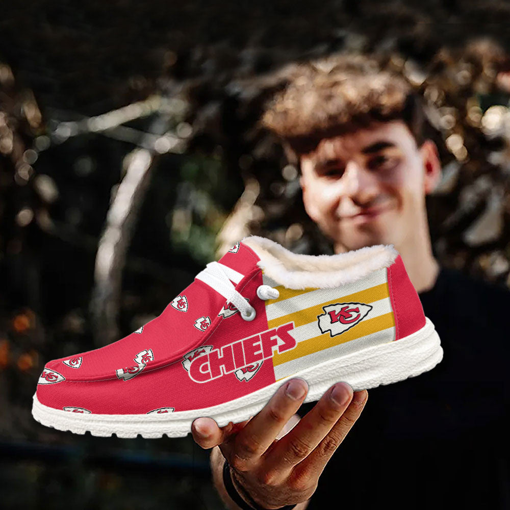 Healalio Kansas City Chiefs Lace Up Loafers Fur Lining 2026
