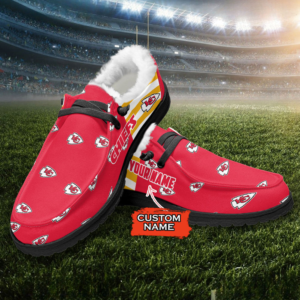 Healalio Kansas City Chiefs Lace Up Loafers Fur Lining 2026