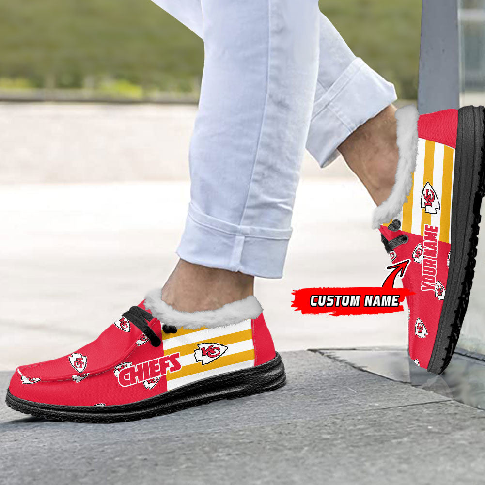 Healalio Kansas City Chiefs Lace Up Loafers Fur Lining 2026