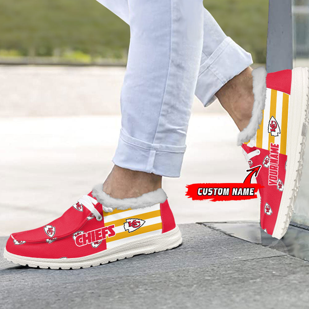 Healalio Kansas City Chiefs Lace Up Loafers Fur Lining 2026