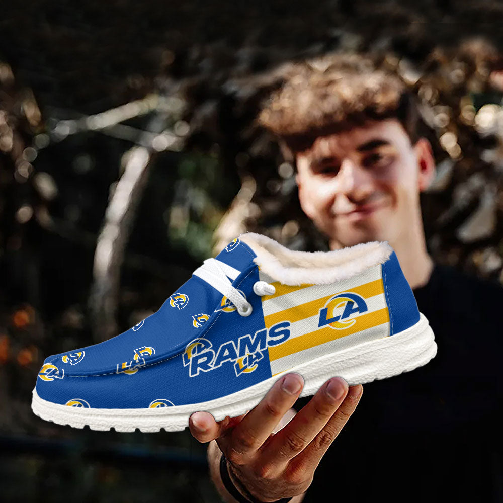 Healalio Los Angeles Rams Lace Up Loafers Fur Lining 2026