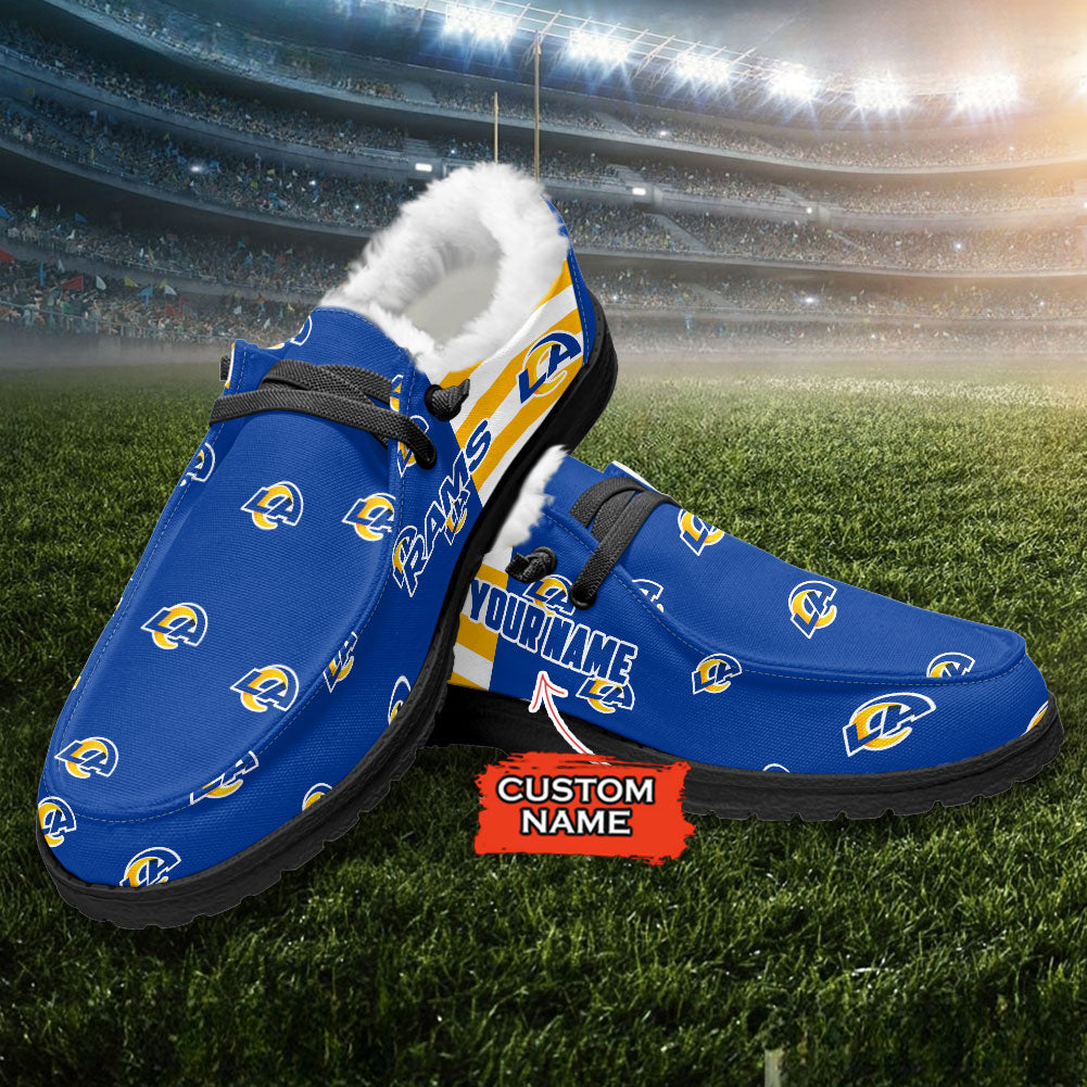 Healalio Los Angeles Rams Lace Up Loafers Fur Lining 2026