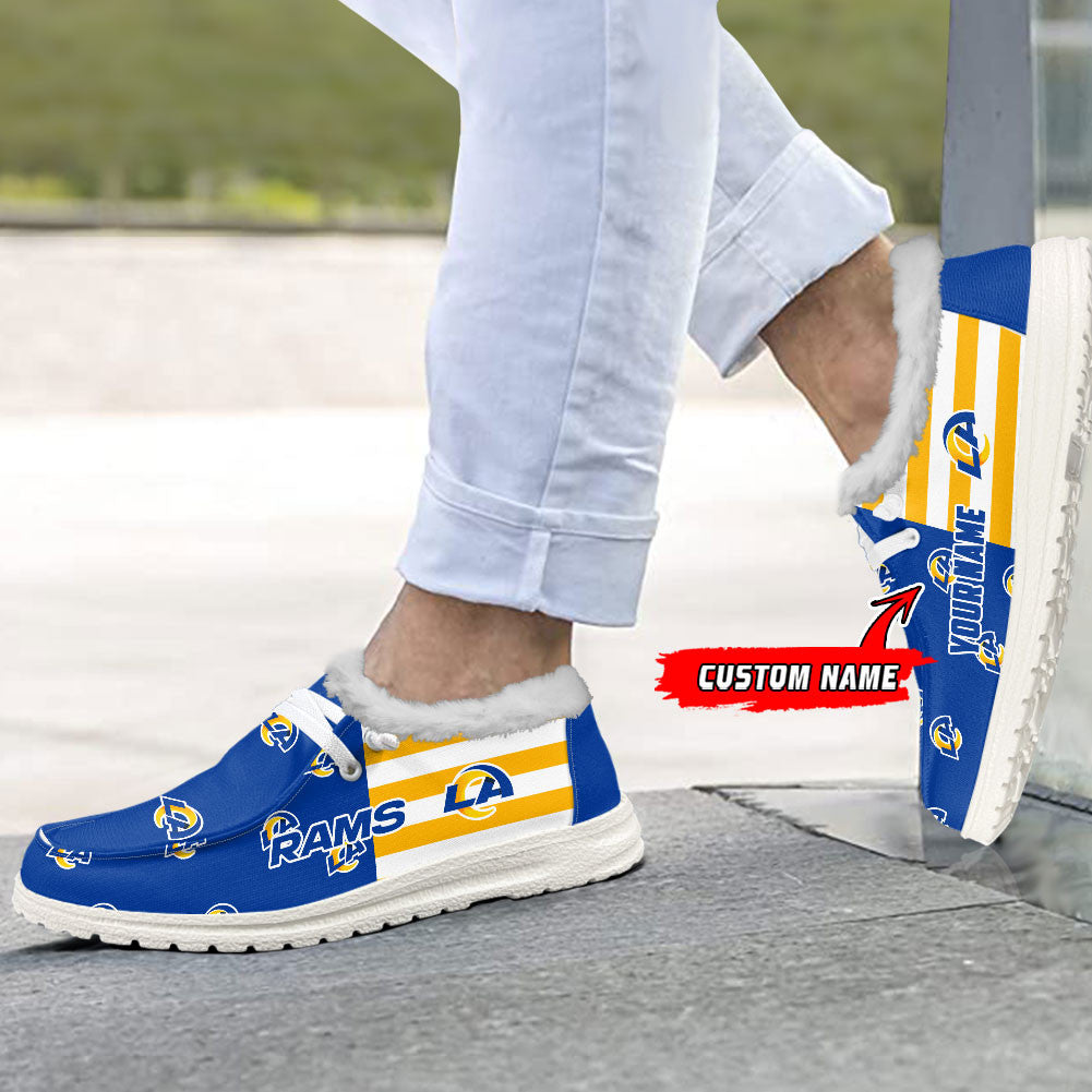 Healalio Los Angeles Rams Lace Up Loafers Fur Lining 2026