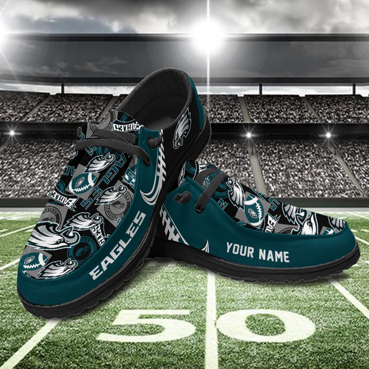Healalio Philadelphia Eagles Lace Up Loafers 2026