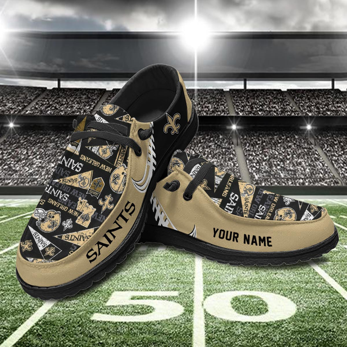 Healalio New Orleans Saints Lace Up Loafers 2026