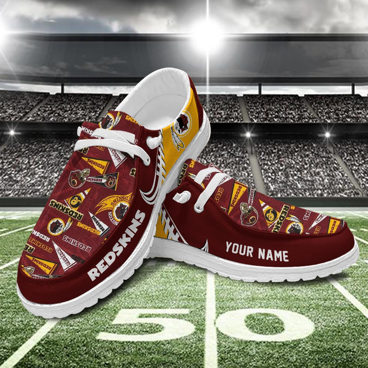 Healalio Washington Redskin Lace Up Loafers 2026