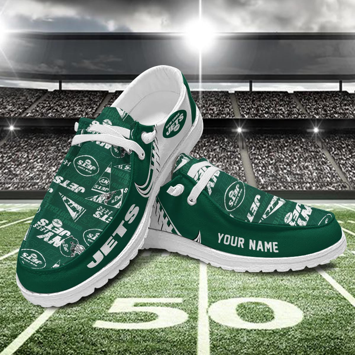 Healalio New York Jets Lace Up Loafers 2026