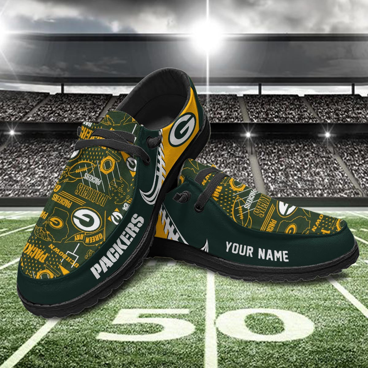 Healalio Green Bay Packers Lace Up Loafers 2026