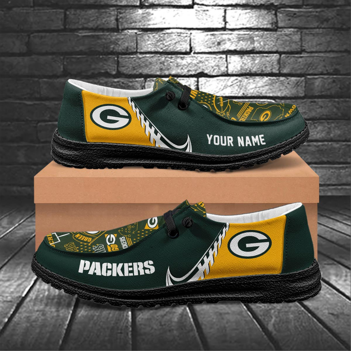 Healalio Green Bay Packers Lace Up Loafers 2026