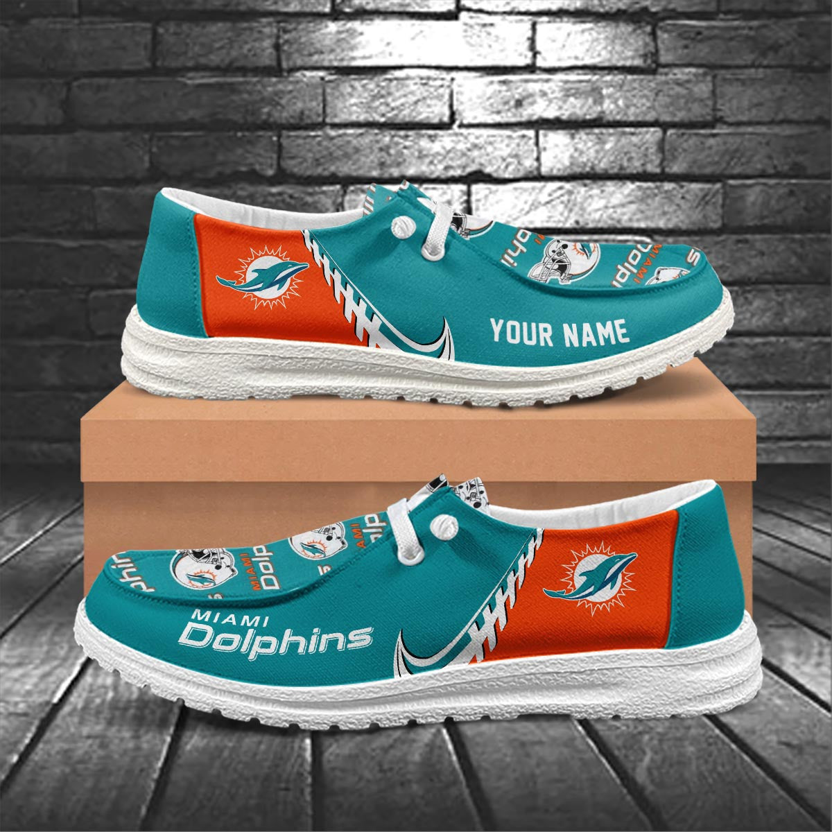Healalio Miami Dolphins Lace Up Loafers 2026