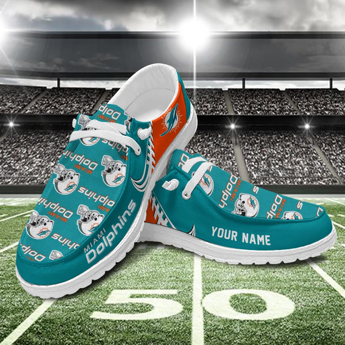 Healalio Miami Dolphins Lace Up Loafers 2026