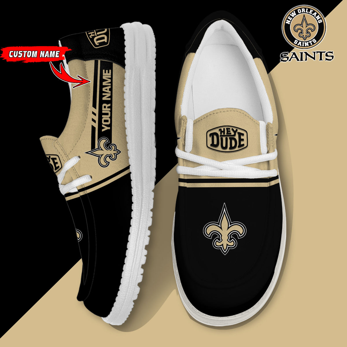 Healalio New Orleans Saints Lace Up Loafers 2026